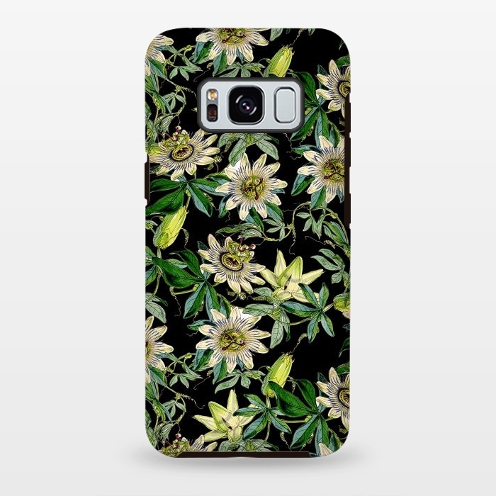 Galaxy S8 plus StrongFit Black Vintage Passiflora Pattern by  Utart