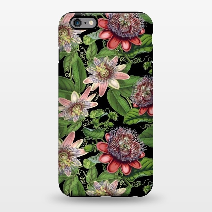 iPhone 6/6s plus StrongFit Vintage Passiflora Pattern on Black by  Utart