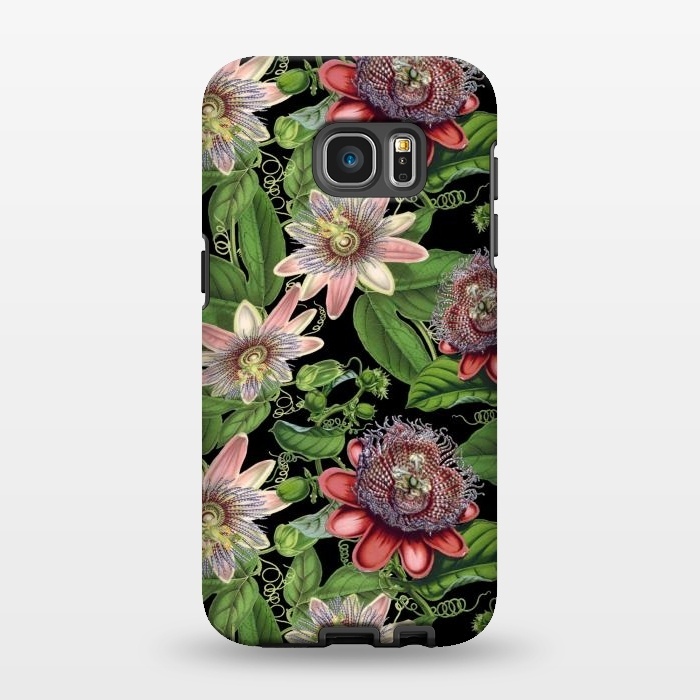 Galaxy S7 EDGE StrongFit Vintage Passiflora Pattern on Black by  Utart