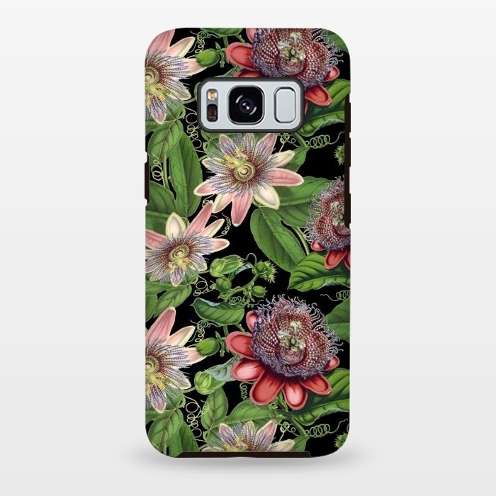 Galaxy S8 plus StrongFit Vintage Passiflora Pattern on Black by  Utart