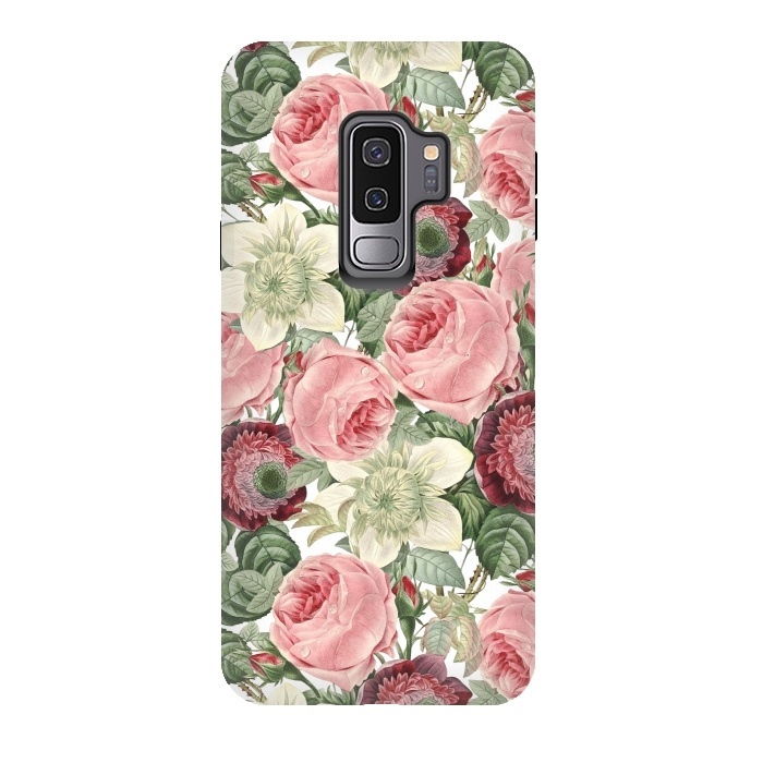 Galaxy S9 plus StrongFit Pastel Vintage Roses Pattern by  Utart