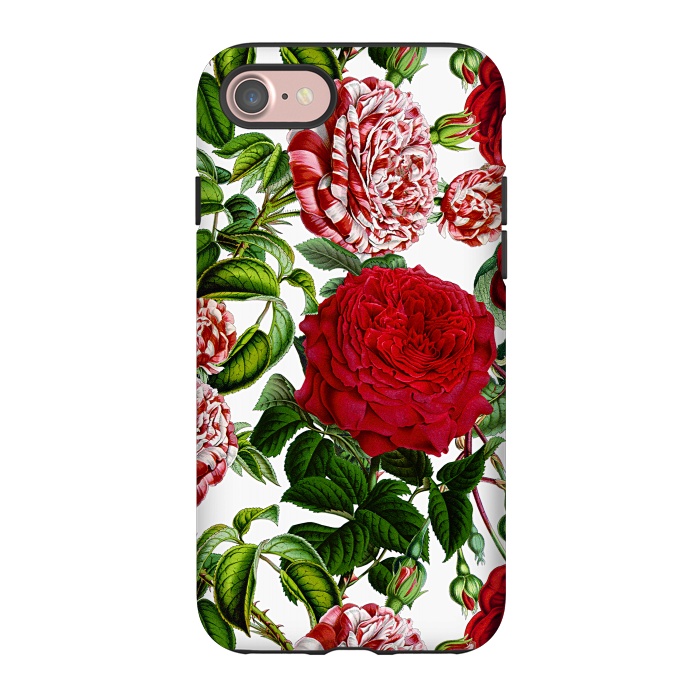 iPhone 7 StrongFit Red and White Vintage Roses Pattern by  Utart