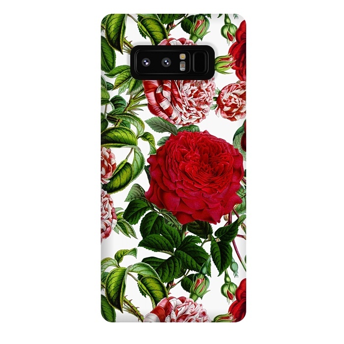 Galaxy Note 8 StrongFit Red and White Vintage Roses Pattern by  Utart