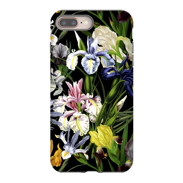 iPhone 7 plus StrongFit Dark Vintage Iris Flowers Pattern by  Utart