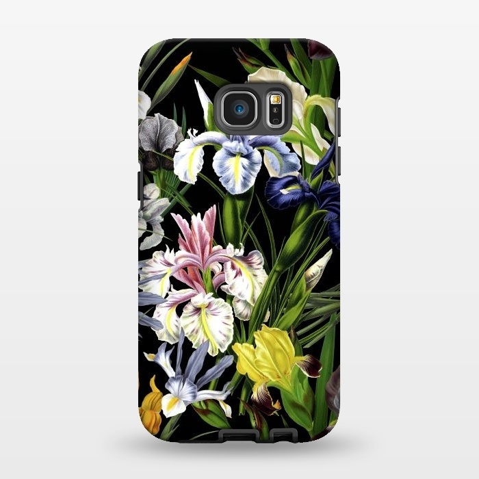 Galaxy S7 EDGE StrongFit Dark Vintage Iris Flowers Pattern by  Utart