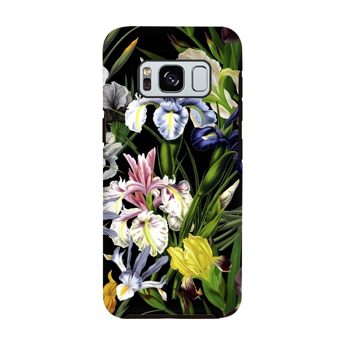 Galaxy S8 StrongFit Dark Vintage Iris Flowers Pattern by  Utart