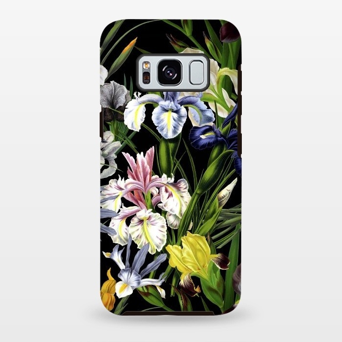 Galaxy S8 plus StrongFit Dark Vintage Iris Flowers Pattern by  Utart