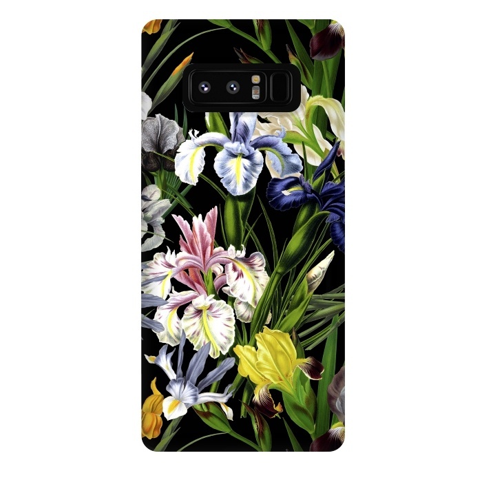 Galaxy Note 8 StrongFit Dark Vintage Iris Flowers Pattern by  Utart