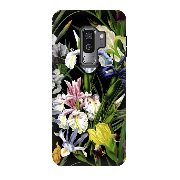 Galaxy S9 plus StrongFit Dark Vintage Iris Flowers Pattern by  Utart