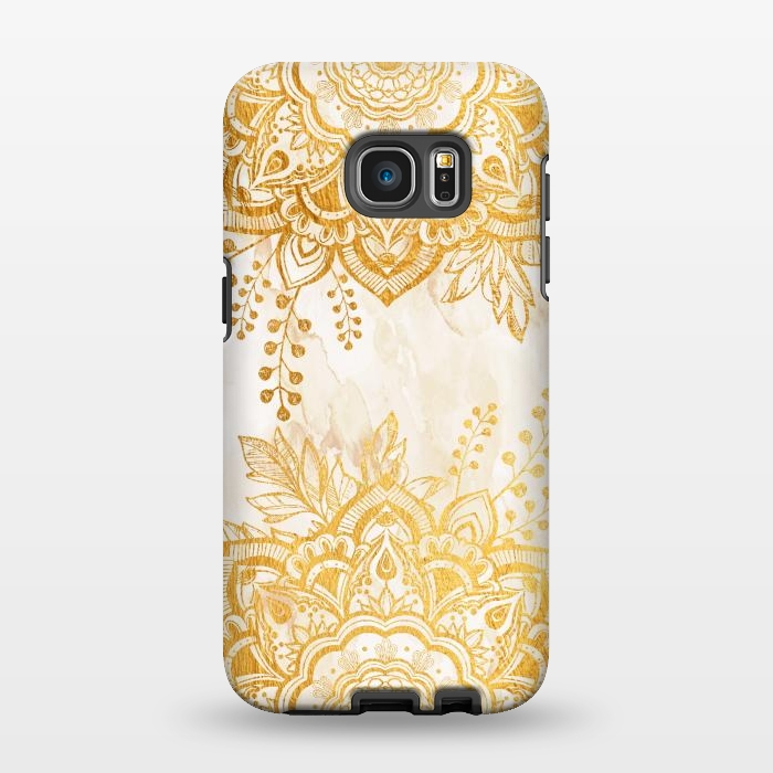 Galaxy S7 EDGE StrongFit Queen Starring of Mandala-Gold Sunflower II by ''CVogiatzi.