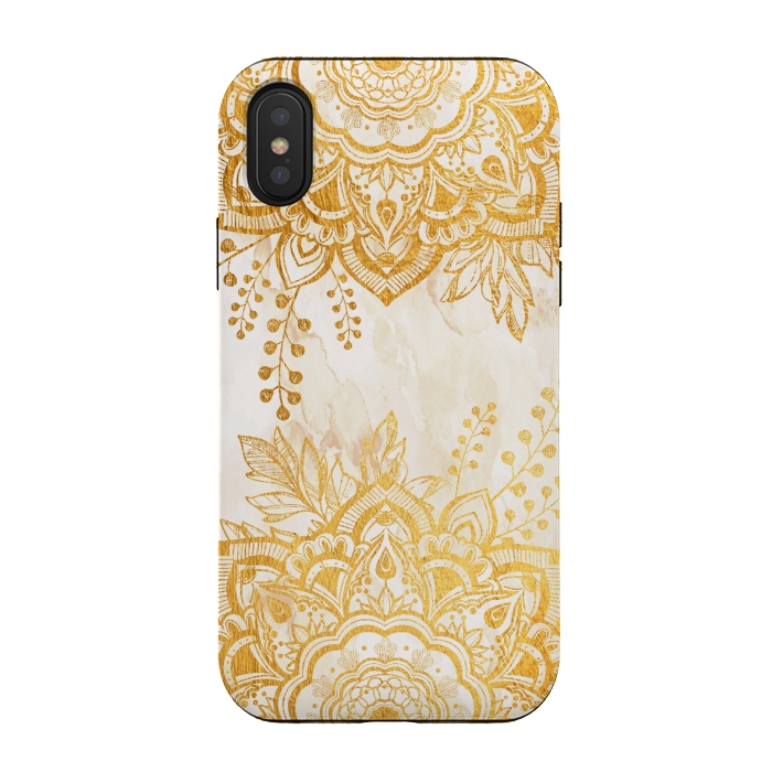 iPhone Xs / X StrongFit Queen Starring of Mandala-Gold Sunflower II by ''CVogiatzi.