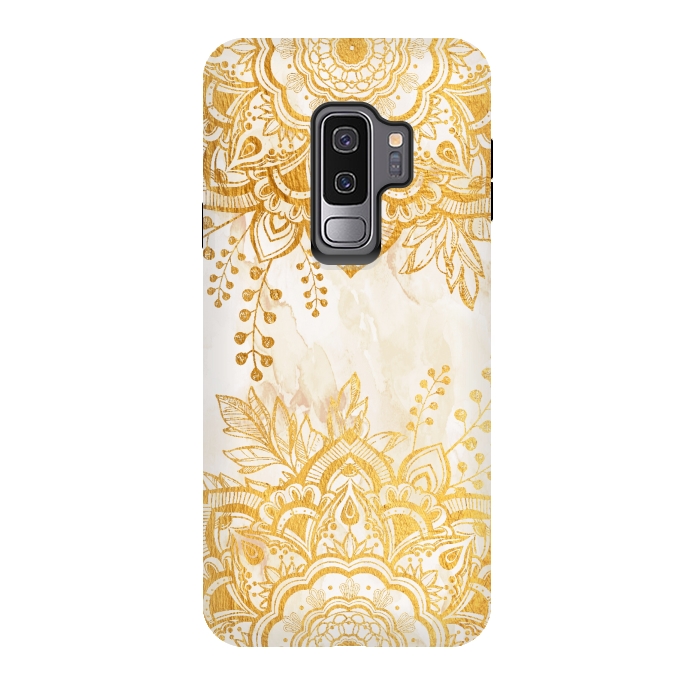Galaxy S9 plus StrongFit Queen Starring of Mandala-Gold Sunflower II by ''CVogiatzi.