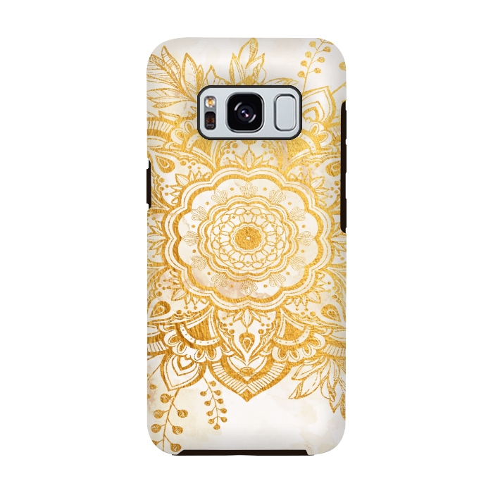 Galaxy S8 StrongFit Queen Starring of Mandala-Gold Sunflower I by ''CVogiatzi.