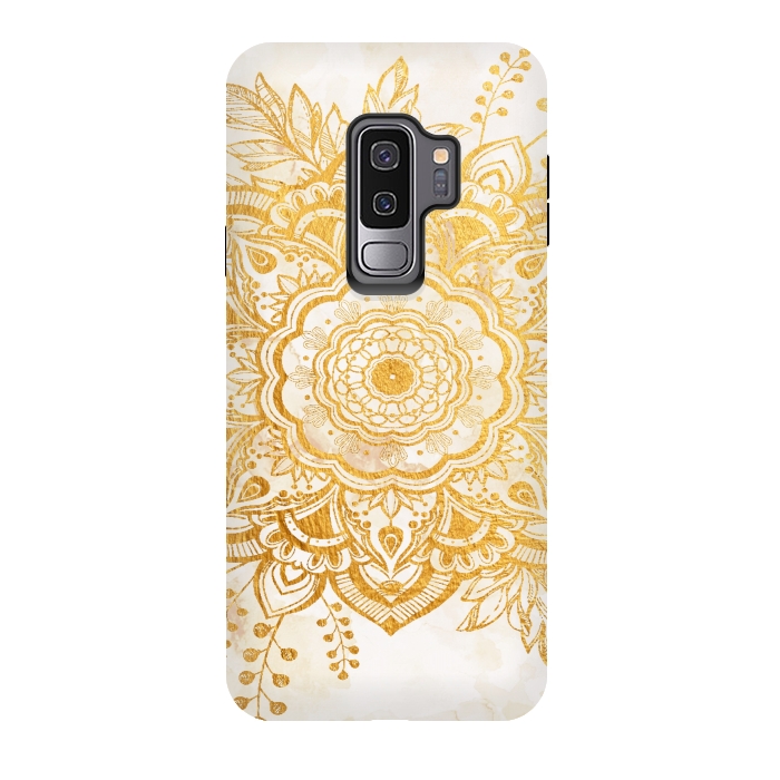Galaxy S9 plus StrongFit Queen Starring of Mandala-Gold Sunflower I by ''CVogiatzi.