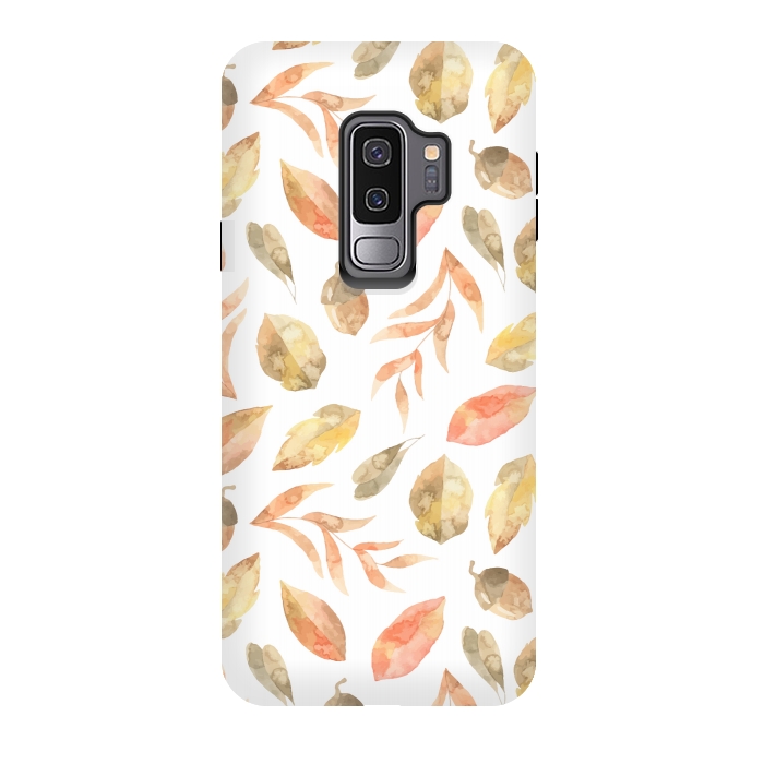 Galaxy S9 plus StrongFit Painted Leaves by Creativeaxle