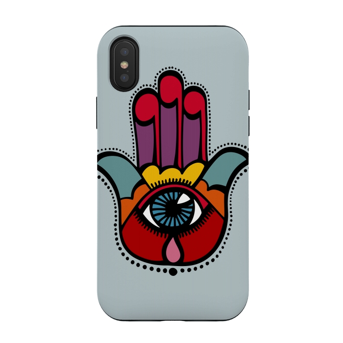 iPhone Xs / X StrongFit Pop Hamsa over Blue by Majoih