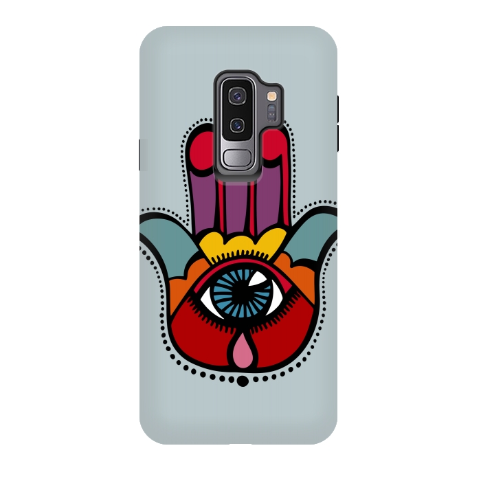 Galaxy S9 plus StrongFit Pop Hamsa over Blue by Majoih
