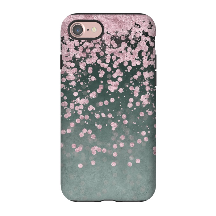 iPhone 7 StrongFit Pink Glitter On Teal 2 by Andrea Haase