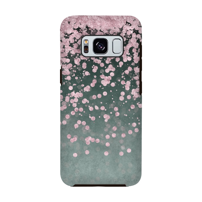 Galaxy S8 StrongFit Pink Glitter On Teal 2 by Andrea Haase