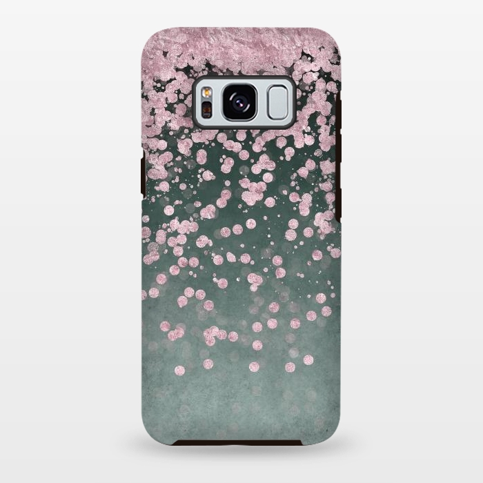 Galaxy S8 plus StrongFit Pink Glitter On Teal 2 by Andrea Haase