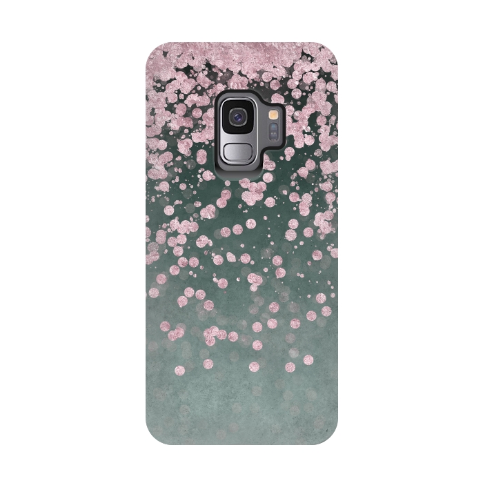 Galaxy S9 StrongFit Pink Glitter On Teal 2 by Andrea Haase