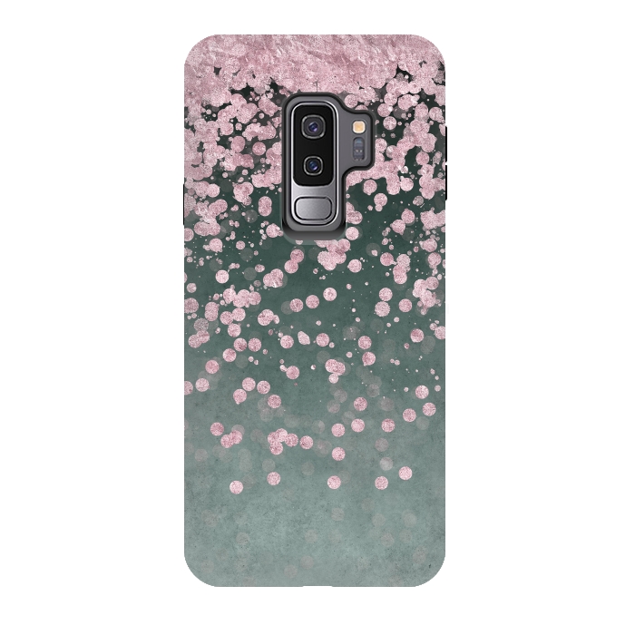 Galaxy S9 plus StrongFit Pink Glitter On Teal 2 by Andrea Haase