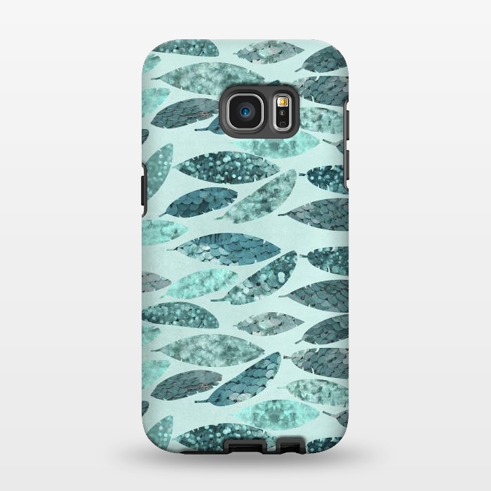 Galaxy S7 EDGE StrongFit Turquoise Green Mermaid Feathers 2 by Andrea Haase