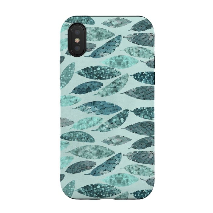 iPhone Xs / X StrongFit Turquoise Green Mermaid Feathers 2 by Andrea Haase
