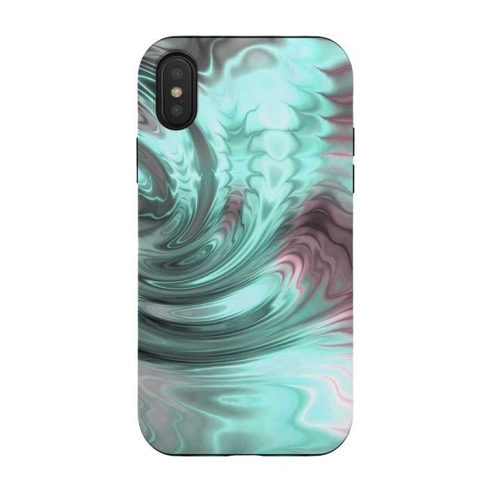 iPhone Xs / X StrongFit Abstract Fractal Teal Pink 2 by Andrea Haase