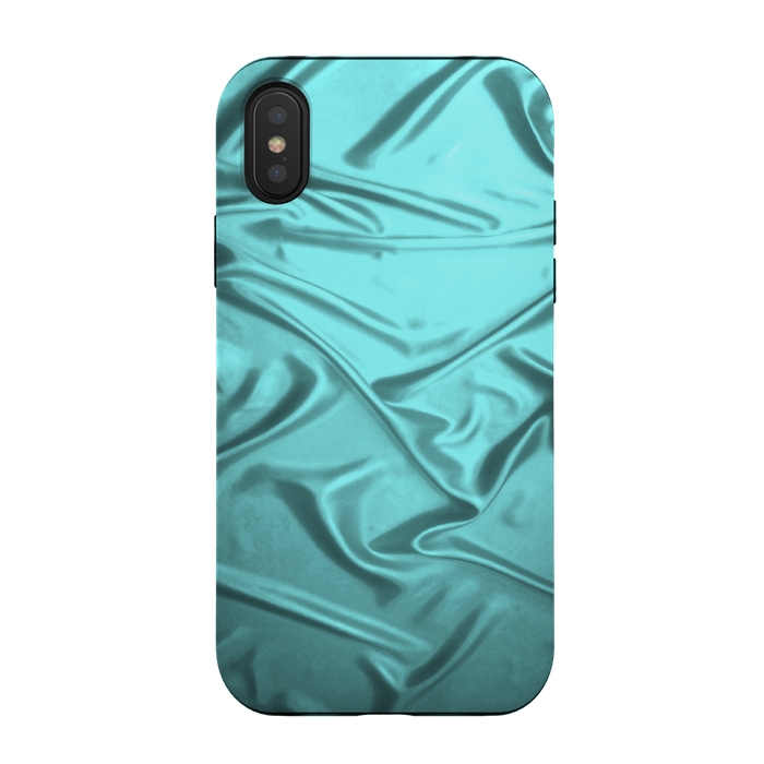 iPhone Xs / X StrongFit Shimmering Teal Satin by Andrea Haase