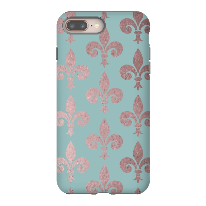 iPhone 7 plus StrongFit Rose Gold Fleur De Lis Pattern 2 by Andrea Haase