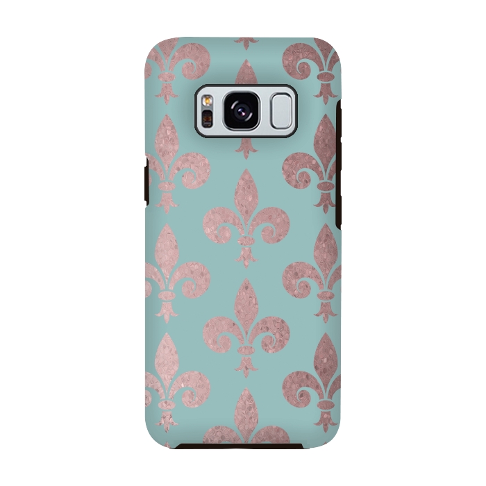 Galaxy S8 StrongFit Rose Gold Fleur De Lis Pattern 2 by Andrea Haase