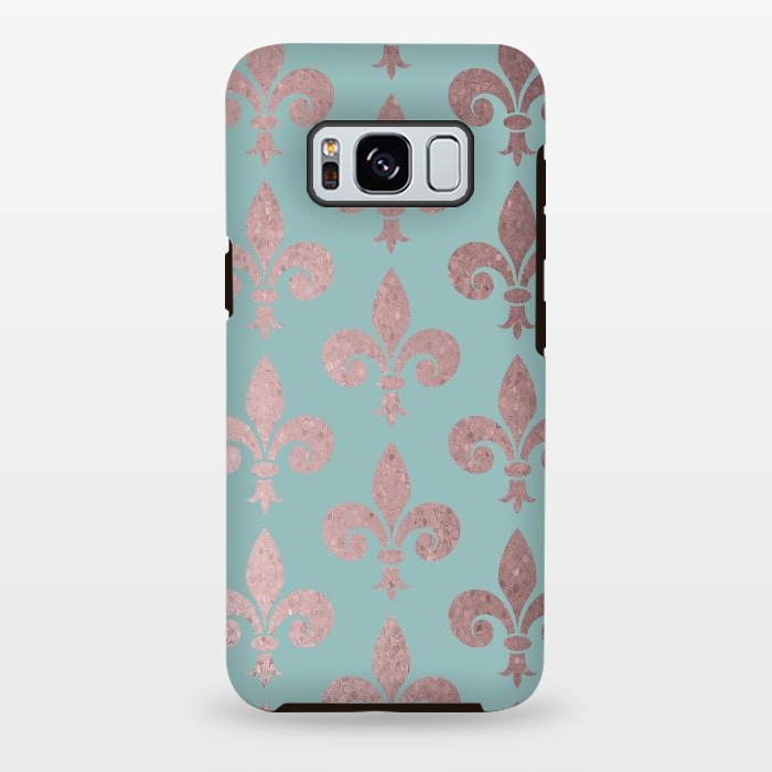 Galaxy S8 plus StrongFit Rose Gold Fleur De Lis Pattern 2 by Andrea Haase