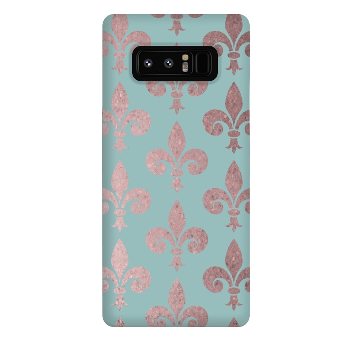 Galaxy Note 8 StrongFit Rose Gold Fleur De Lis Pattern 2 by Andrea Haase