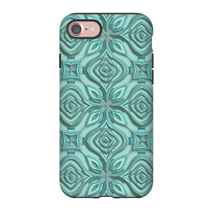 iPhone 7 StrongFit Elegant Green Turquoise Ornament Pattern by Andrea Haase