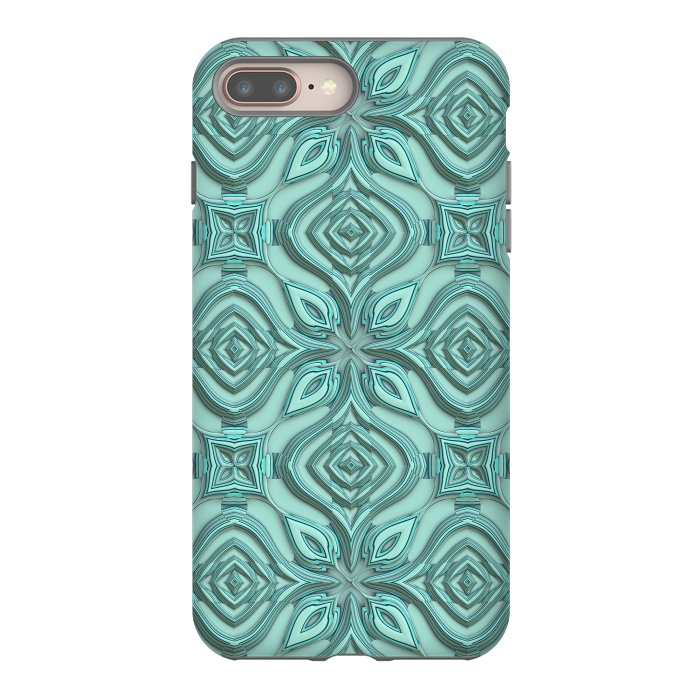 iPhone 7 plus StrongFit Elegant Green Turquoise Ornament Pattern by Andrea Haase