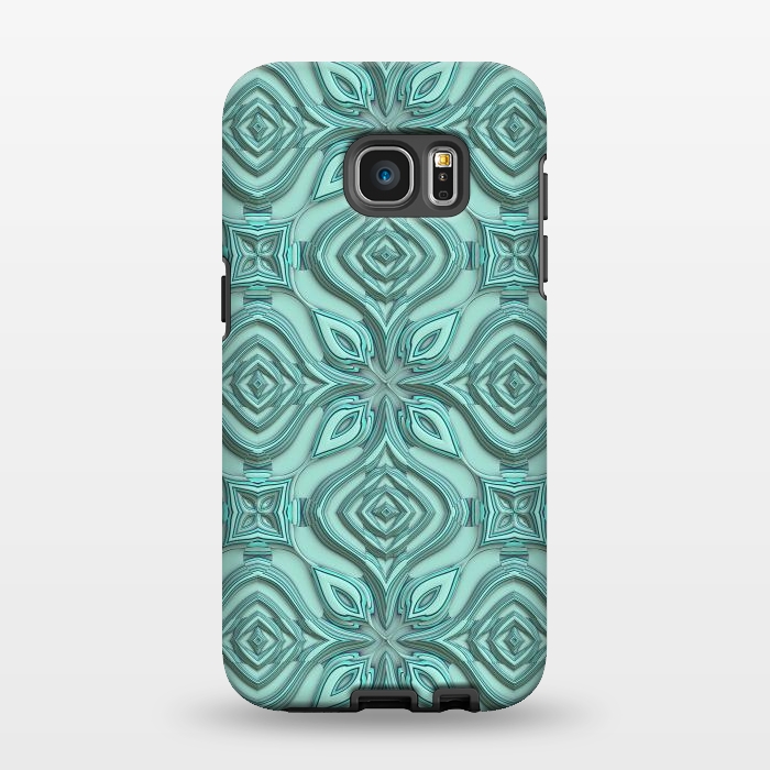 Galaxy S7 EDGE StrongFit Elegant Green Turquoise Ornament Pattern by Andrea Haase