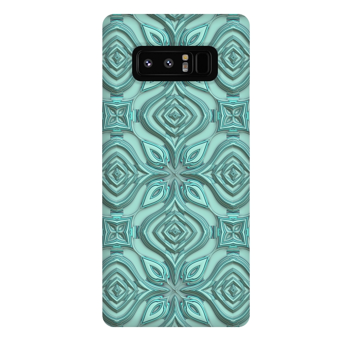 Galaxy Note 8 StrongFit Elegant Green Turquoise Ornament Pattern by Andrea Haase