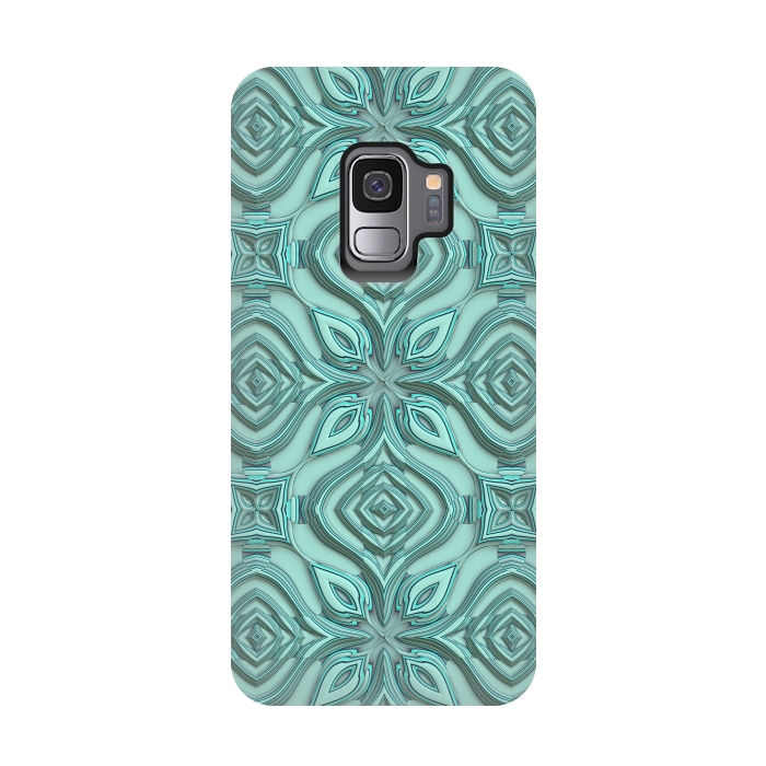 Galaxy S9 StrongFit Elegant Green Turquoise Ornament Pattern by Andrea Haase