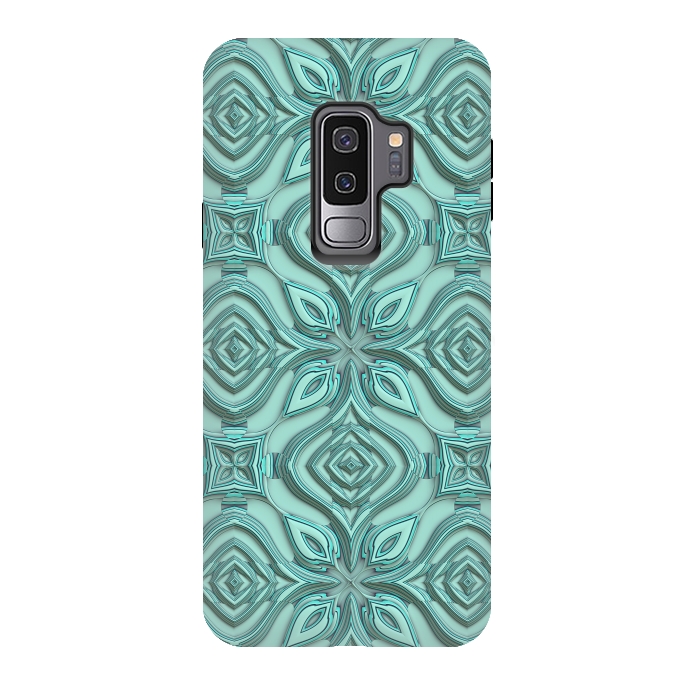 Galaxy S9 plus StrongFit Elegant Green Turquoise Ornament Pattern by Andrea Haase