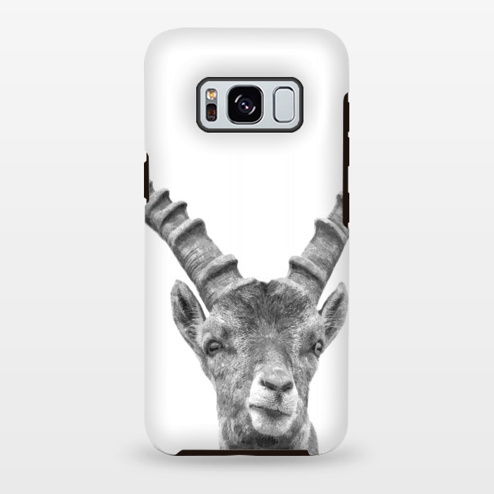 Galaxy S8 plus StrongFit Black and White Capricorn by Alemi
