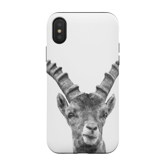 iPhone Xs / X StrongFit Black and White Capricorn by Alemi