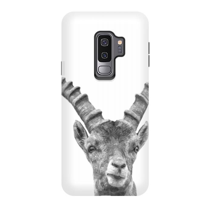 Galaxy S9 plus StrongFit Black and White Capricorn by Alemi