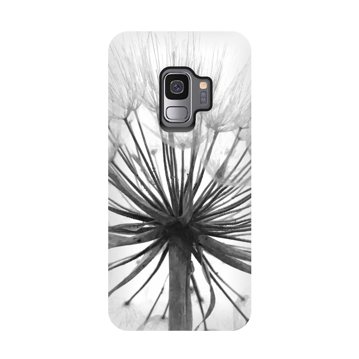 Galaxy S9 StrongFit Black and White Dandelion by Alemi