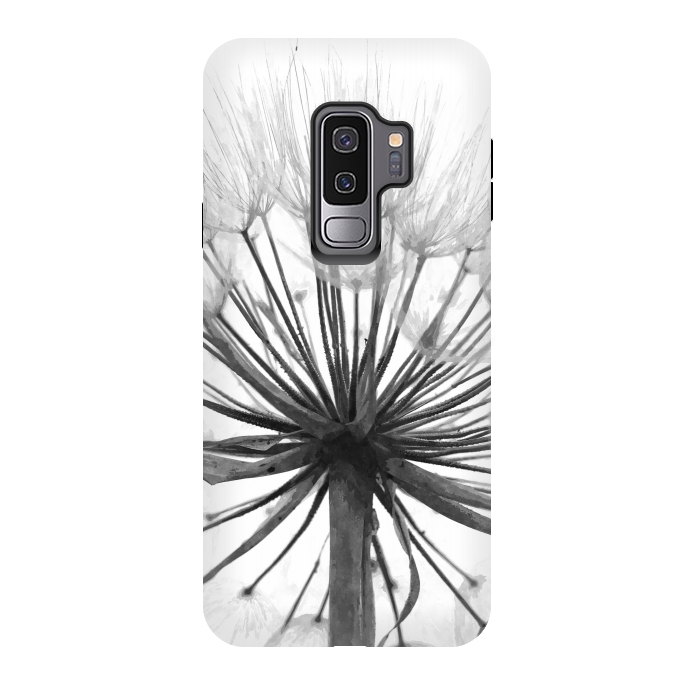 Galaxy S9 plus StrongFit Black and White Dandelion by Alemi