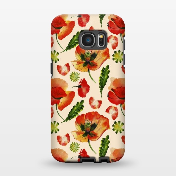 Galaxy S7 EDGE StrongFit Watercolor Poppy Pattern by  Utart