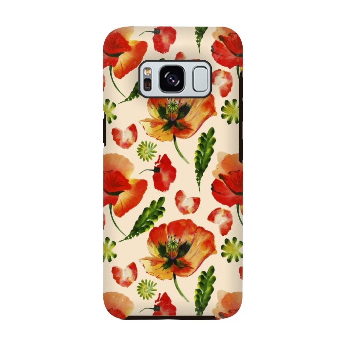 Galaxy S8 StrongFit Watercolor Poppy Pattern by  Utart