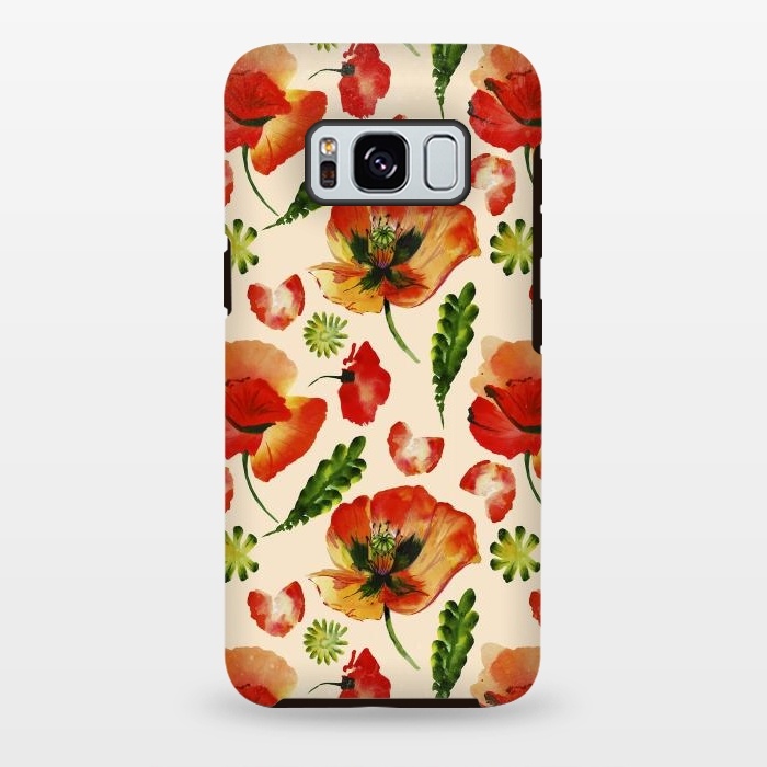 Galaxy S8 plus StrongFit Watercolor Poppy Pattern by  Utart