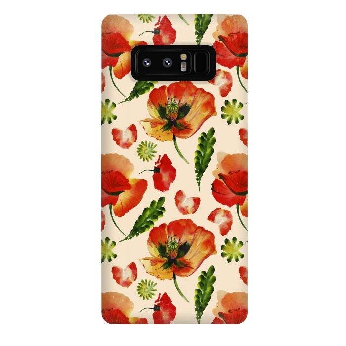 Galaxy Note 8 StrongFit Watercolor Poppy Pattern by  Utart