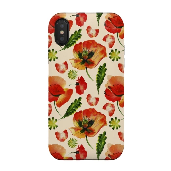 iPhone Xs / X StrongFit Watercolor Poppy Pattern by  Utart
